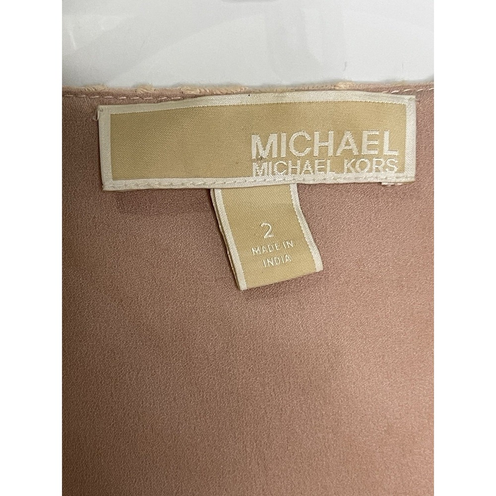 Michael Kors Size 2 Blush 3D Floral Appliqué Corded Stud Lace Mini Dress Eyelet - Picture 8 of 10